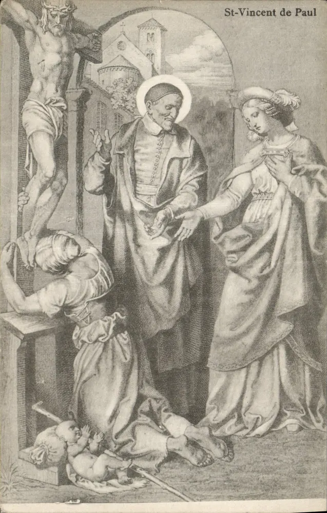 Saint-Vincent de Paul — cena religiosa com crucifixo — editor não visível - Frente