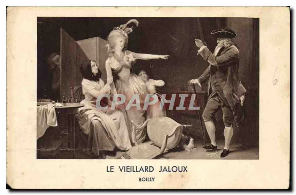 O Velho Ciumento — cena de quadro — Boilly - Frente