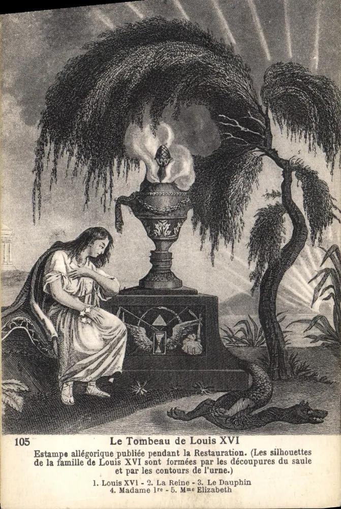 O Túmulo de Luís XVI — Estampa alegórica publicada durante a Restauração — Collections d'Art et d'Histoire, Paris - Frente