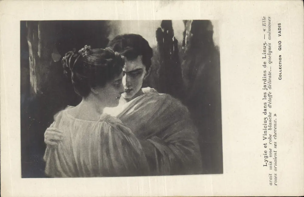 Lygïe und Vinicius in den Gärten von Linus — « Sie schmückte ihr Haar mit weißen Rosen... » — Sammlung Quo Vadis - Vorderseite