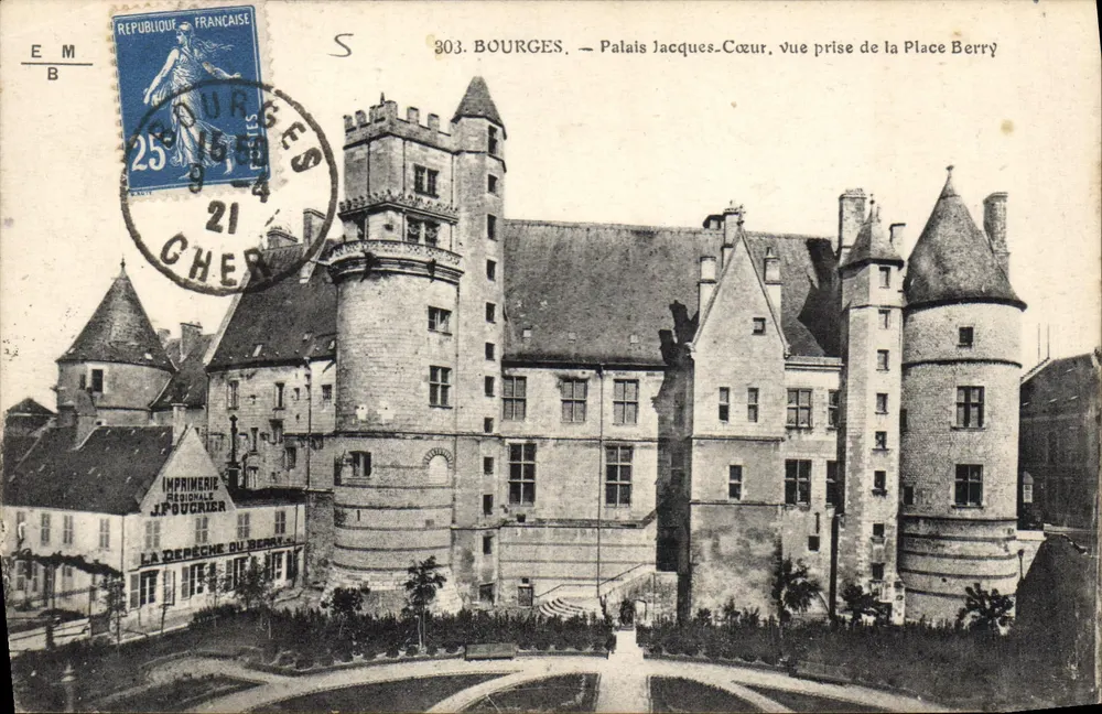 Bourges — Palais Jacques-Cœur, Ansicht vom Place Berry — Regionaldruckerei J. Pouverier - Vorderseite