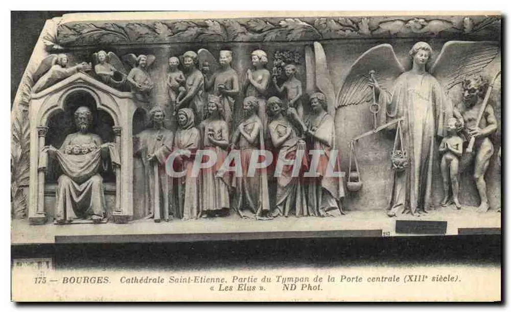 Bourges — Kathedrale Saint-Étienne, Teil des Tympanons der zentralen Tür (13. Jahrhundert) — ND Fotografie - Vorderseite