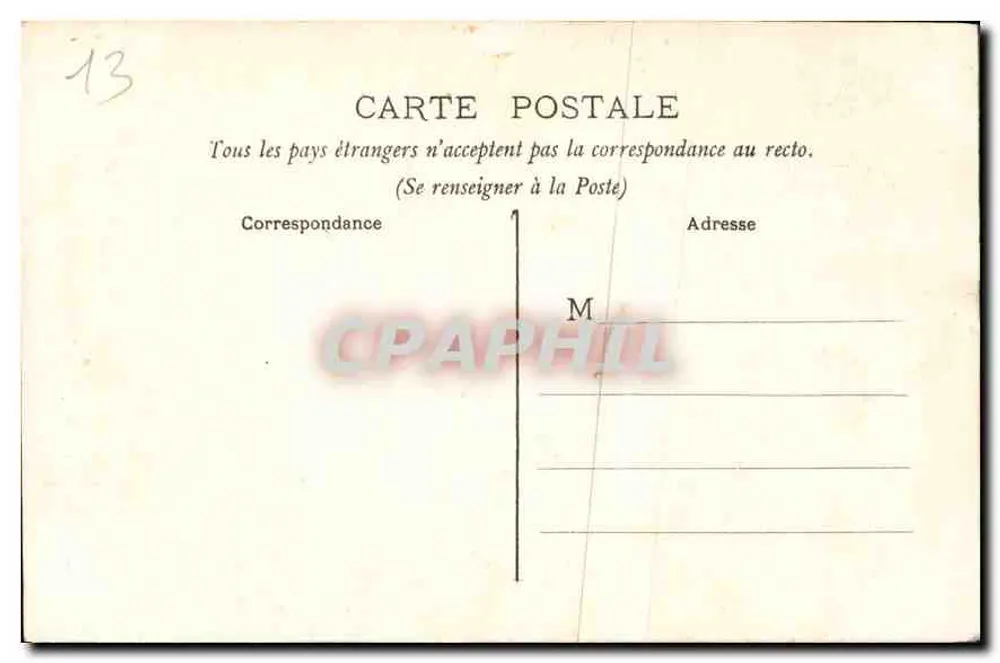 Marseille — Hauptmotiv des Palais Longchamp — unbekannter Verleger, Nr. 56 - Rückseite