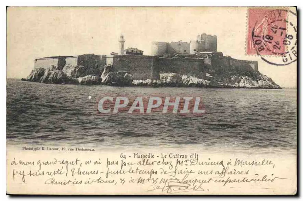 Marseille - O Castelo de If — Fototipo E. Lacour, 10, rue Thuban, 64 - Frente