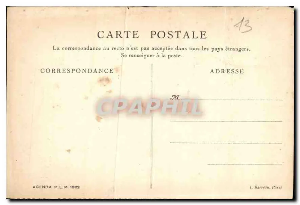 Marseille — Die Kathedrale — Agenda P.L.M. 1923, Cl. Chusseau-Fleviens - Rückseite
