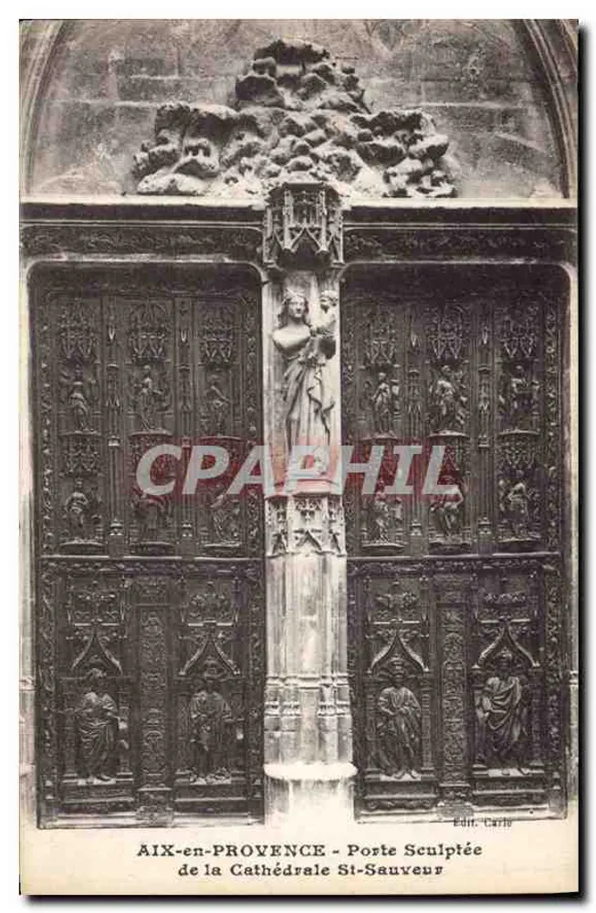 AIX-EN-PROVENCE - Geschnitzte Pforte der Kathedrale Saint-Sauveur — Edit. Carle - Vorderseite
