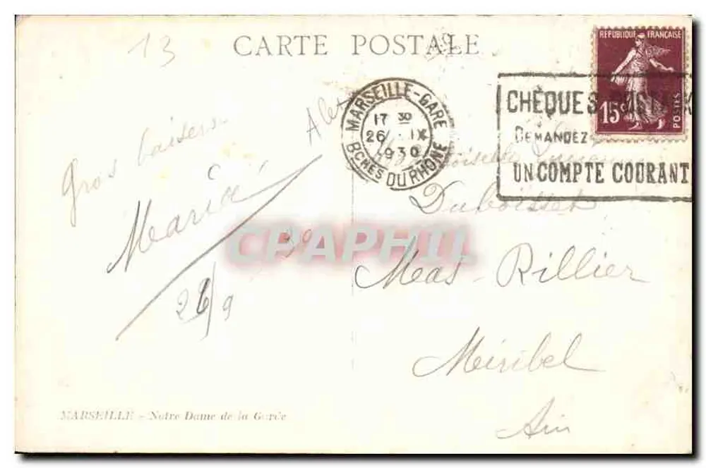 Notre-Dame de la Garde — Marselha — editor desconhecido, n° 13 - Verso