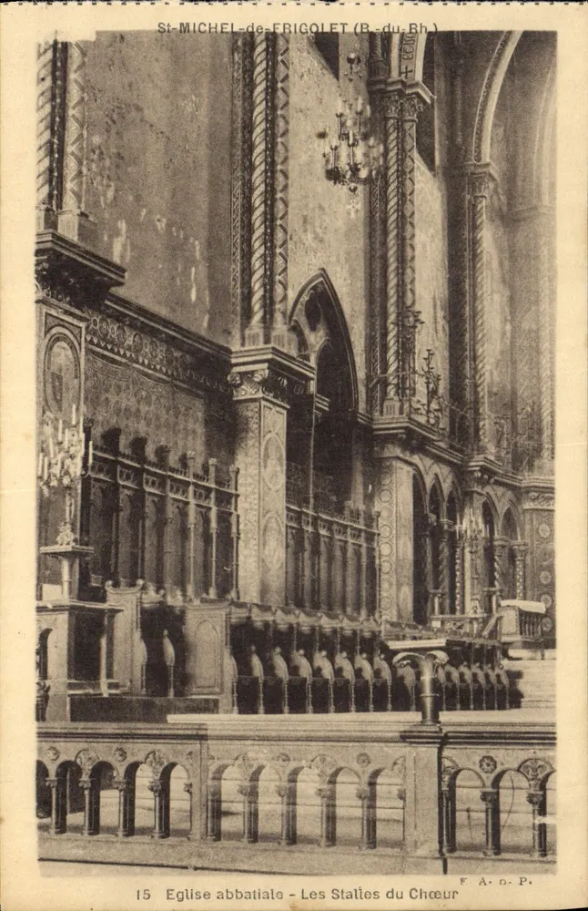 St-Michel-de-Frigolet (B.-du-Rh.) — Abteikirche — Die Chorbanken — F.A.D.P. - Vorderseite