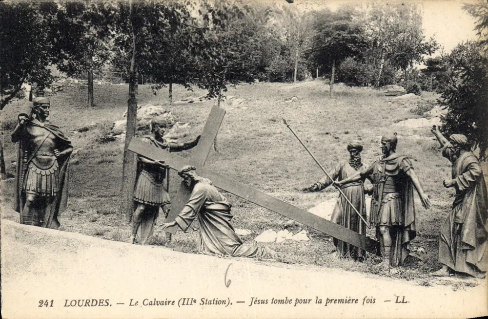 Lourdes — Das Calvary (Dritte Station) — Jesus fällt zum ersten Mal — LL. - Vorderseite