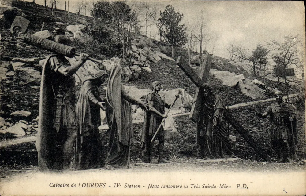 Calvaire de Lourdes - IV. Station - Jesus trifft seine heiligste Mutter - P.D. - Vorderseite