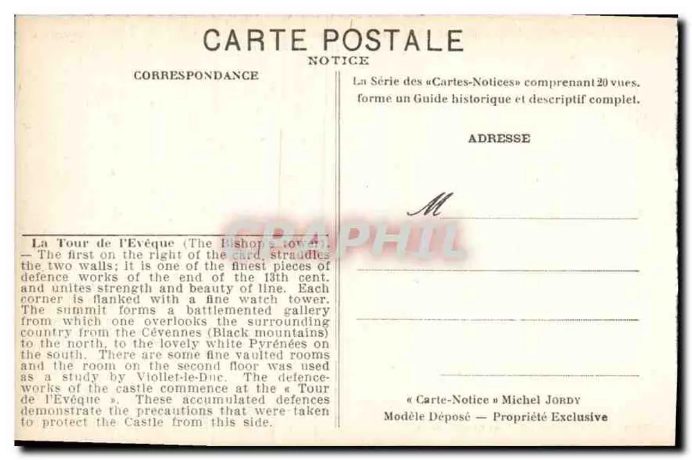 Die Stadt Carcassonne — Die Bischofsturm — Notice - Rückseite