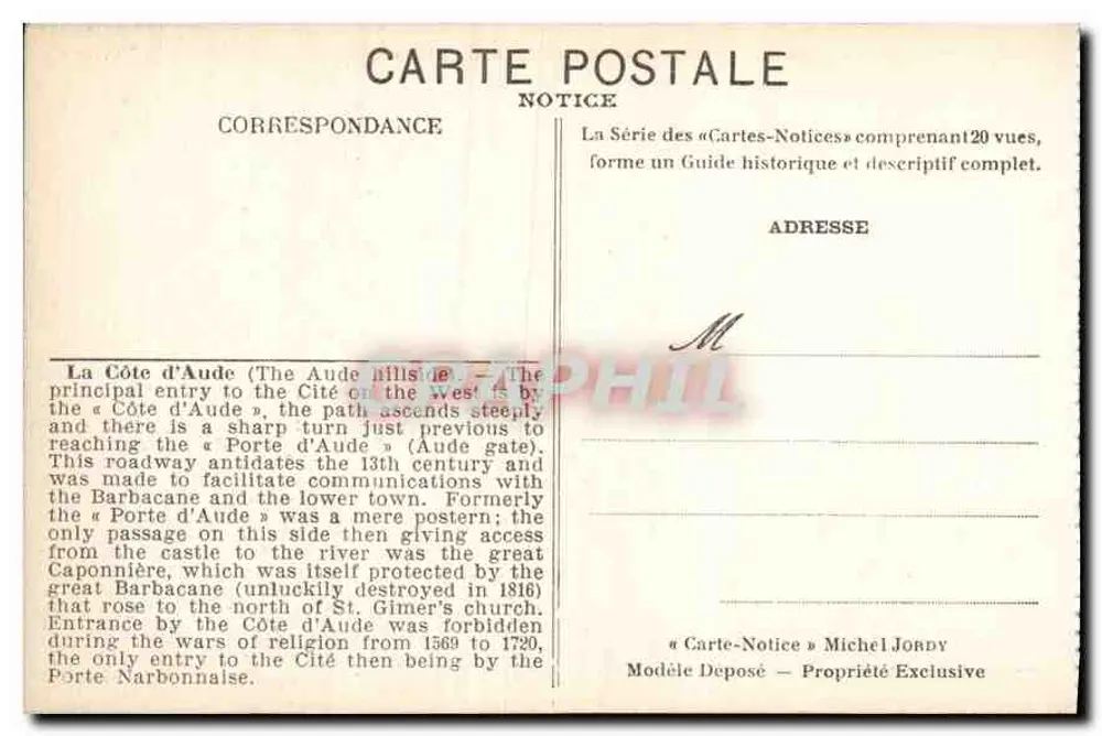 Die Stadt Carcassonne — Die Küste der Aude — Notice - Rückseite