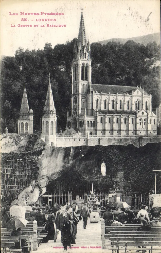 Lourdes — Die Grotte und die Basilika — Phototypie L. Boudou & Toulouse - Vorderseite