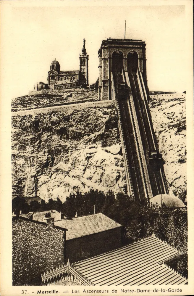 Marseille — Die Aufzüge von Notre-Dame-de-la-Garde — A. Tardy, Photo-Edit. - Vorderseite