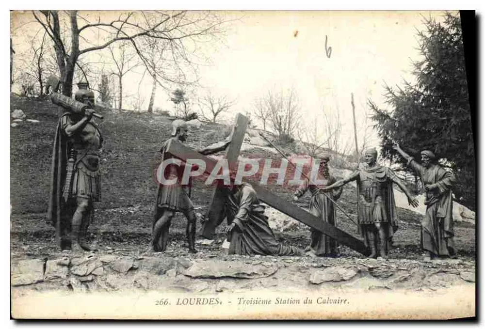 Lourdes — Dritte Station des Kreuzwegs — Edition F. Viron, Nr. 266 - Vorderseite