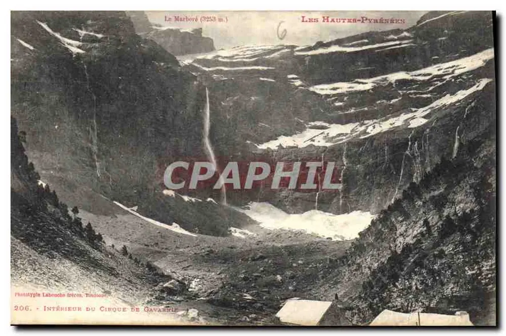 Innenansicht des Cirque de Gavarnie — Le Marboré (3253 m.) — Phototypie Labanoche Frères, Toulouse, n° 206 - Vorderseite
