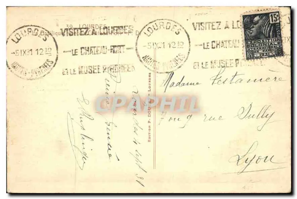 Lourdes — O Castelo-Forte e o Museu Pirineu — Edição P. Douzé, n°6 - Verso
