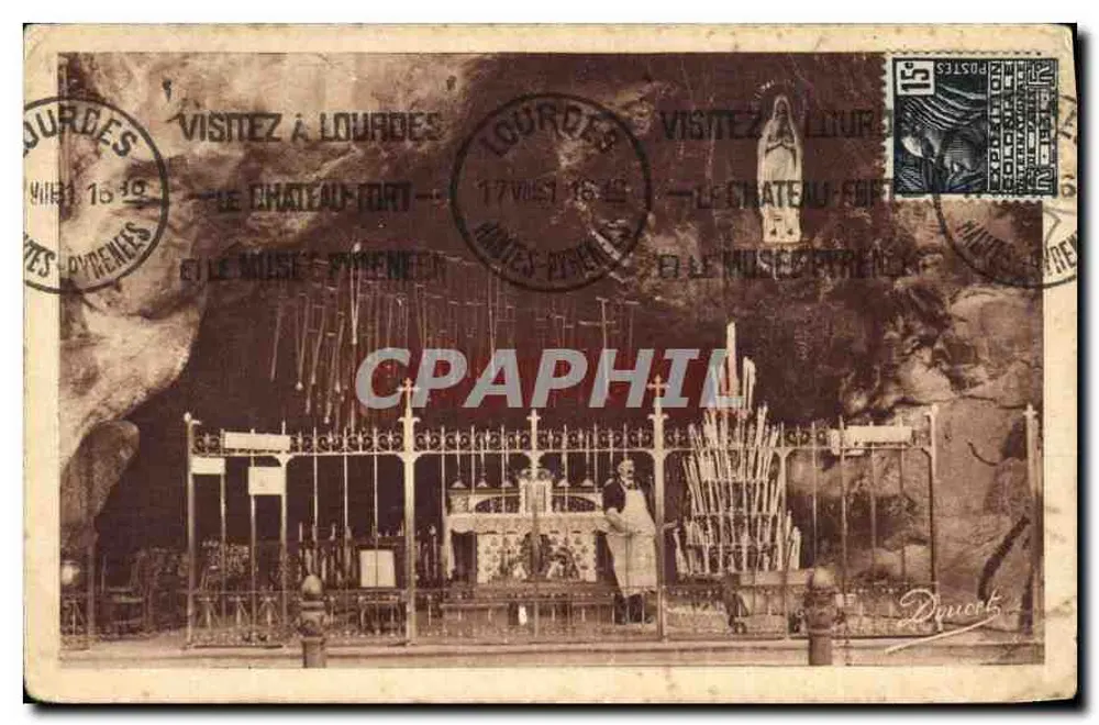 Lourdes - A Gruta — O Castelo-Forte e o Museu Pirineu — Edição P. Duvert - Frente
