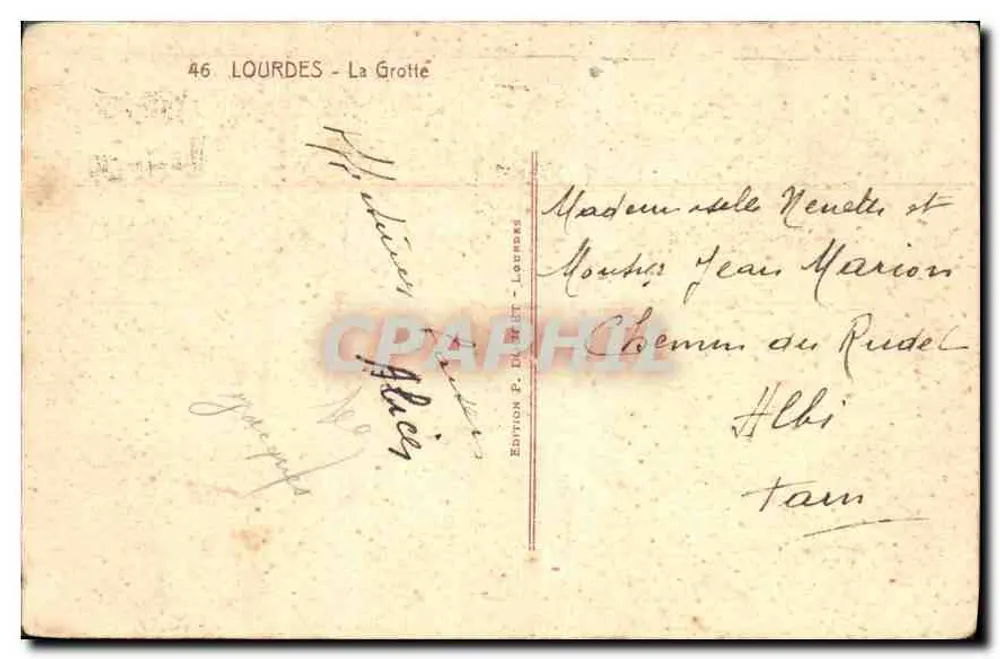 Lourdes - A Gruta — O Castelo-Forte e o Museu Pirineu — Edição P. Duvert - Verso