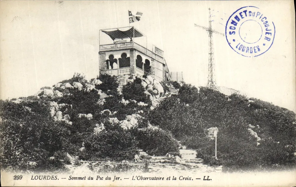 Lourdes — Gipfel des Pic du Jer — Das Observatorium und die Kreuz — LL. — Verlag LL, Nr. 299 - Vorderseite