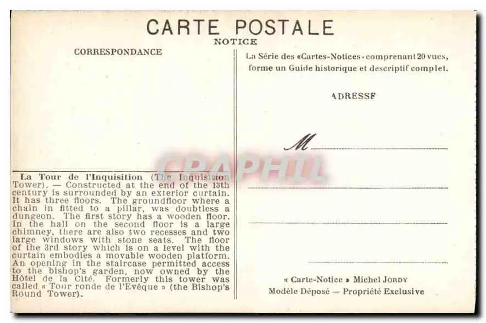 Die Stadt Carcassonne — Die Türme der Inquisition — Hinweis - Rückseite