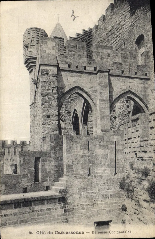 Cidade de Carcassonne — Defesas Ocidentais — Editor A. Thibat, Toulouse - Frente