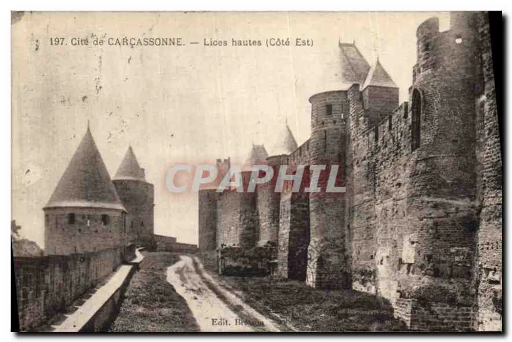 Cidade de CARCASSONNE — Lices altas (Lado Leste) — Edit. Breton - Frente