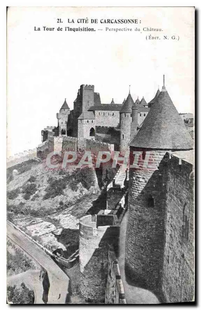 Carcassonne — Die Türme der Inquisition — Ansicht des Schlosses — Verlag N.G. - Vorderseite