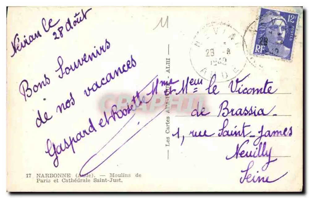 Mühle von Paris und Kathedrale Saint-Just — Les Cartes APA — Nr. 17 - Rückseite