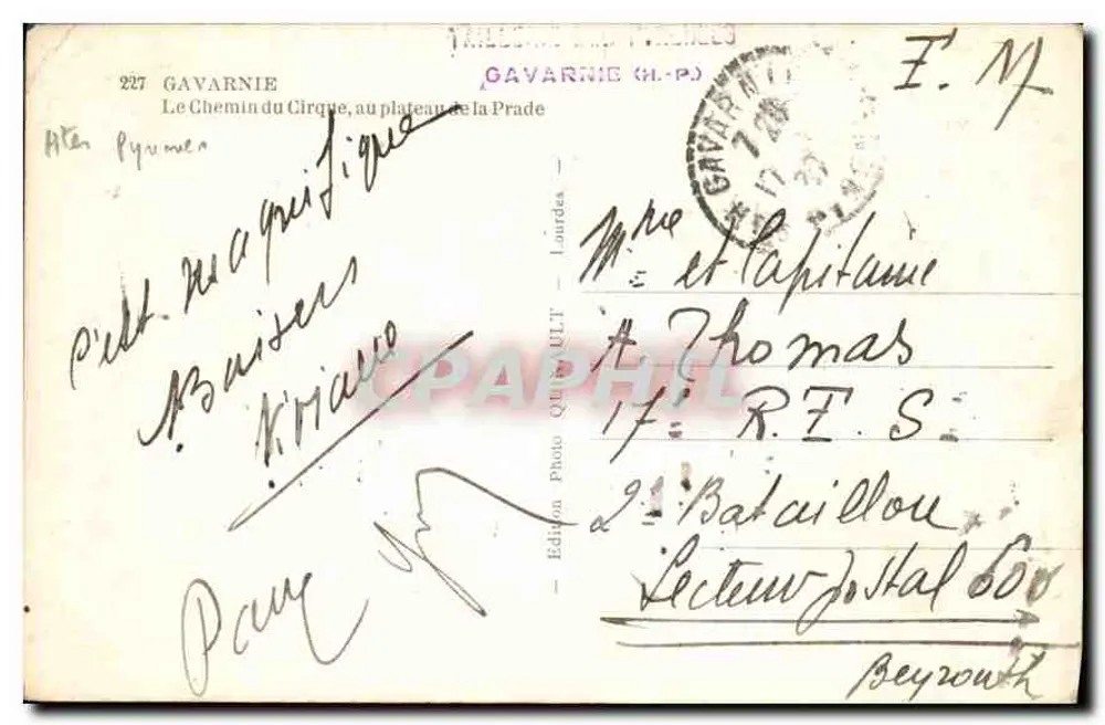 Gavarnie — Le Chemin du Cirque, auf dem Plateau der Prade — Édition Photo Quinby, n°227 - Rückseite