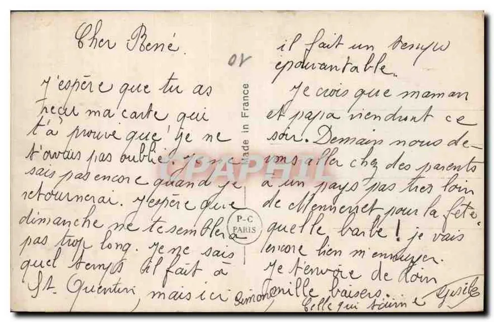 एक जोड़ा गले लगे हुए — PC PARIS 2070 — एडिटर PC Paris - पीछे