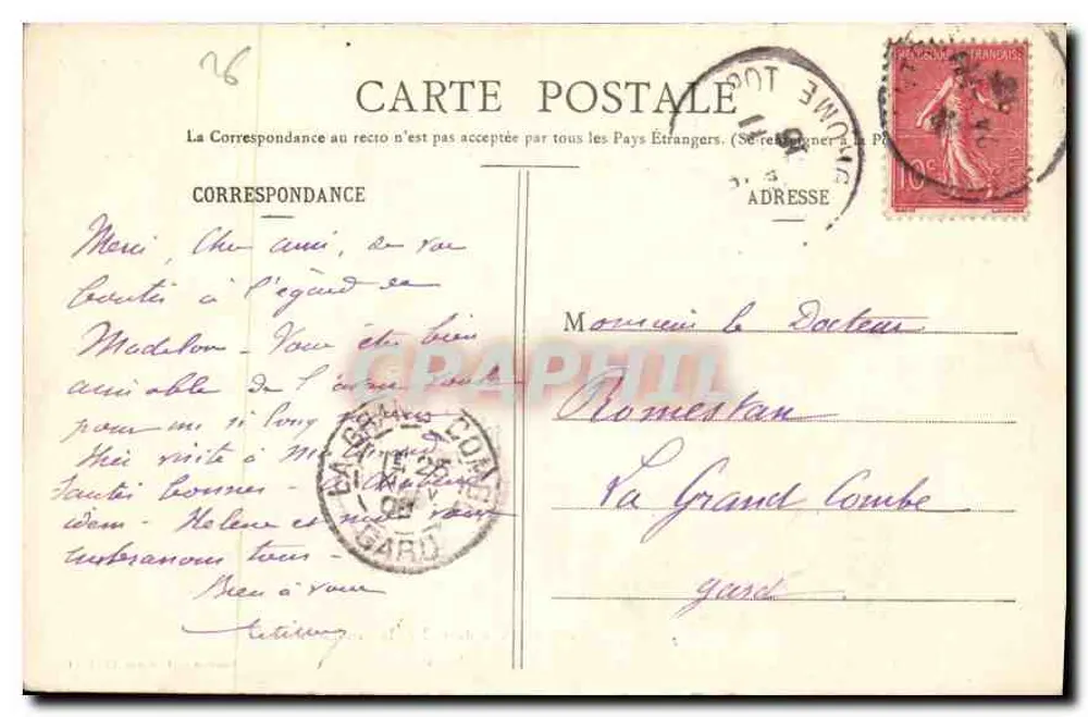 Vista do Col de la Bataille (Drôme) — Edição C. Chapon, Chabeuil - Verso