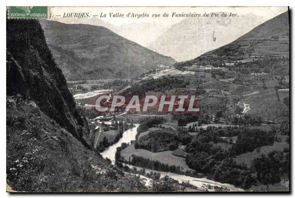 LOURDES — Blick auf die Tal der Argetès vom Funicular des Pic du Jer — Verlag: Éditions de Lourdes, Nr. 3 - Vorderseite