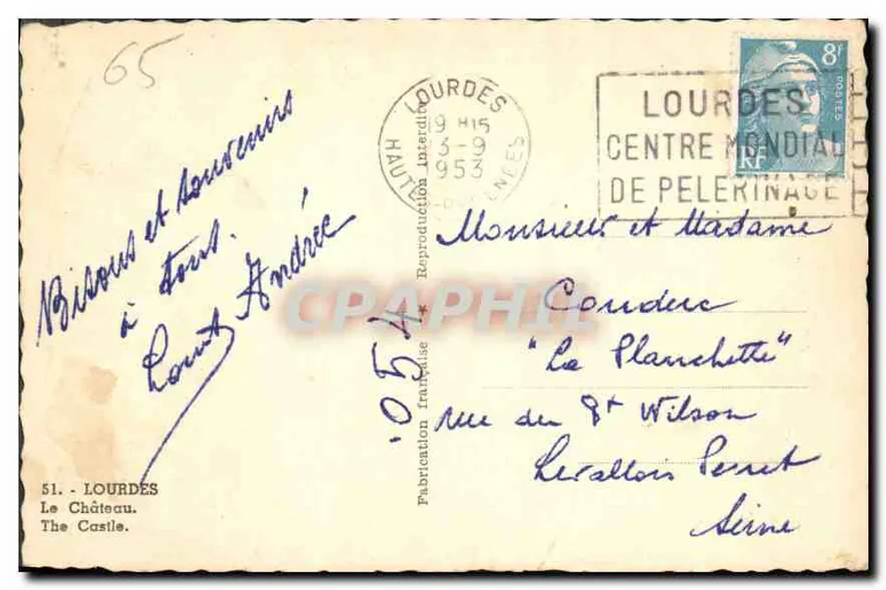 Lourdes — O castelo e o vilarejo — Edição Lourdes - Verso