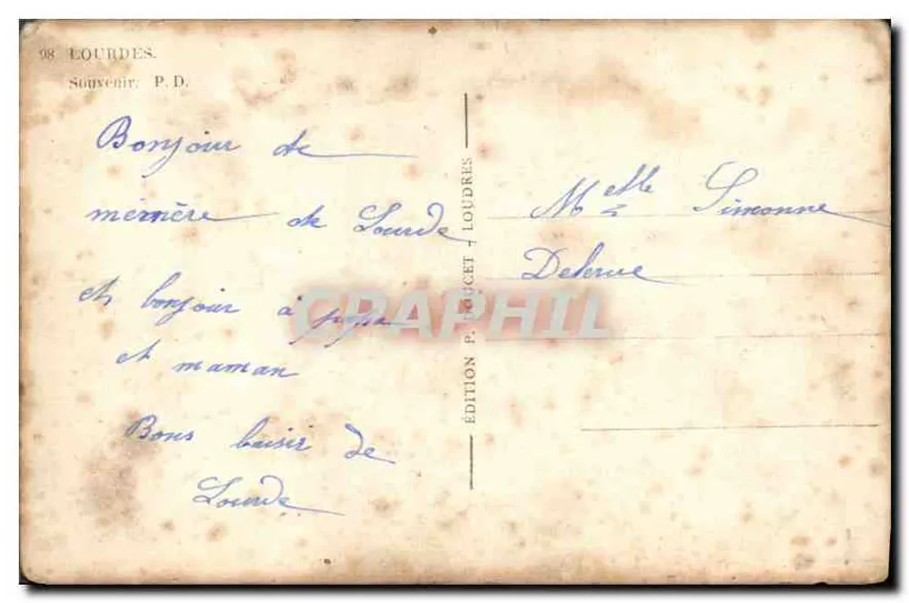 Gruta de Lourdes — Oração por você — Edição P. Doucet - Verso