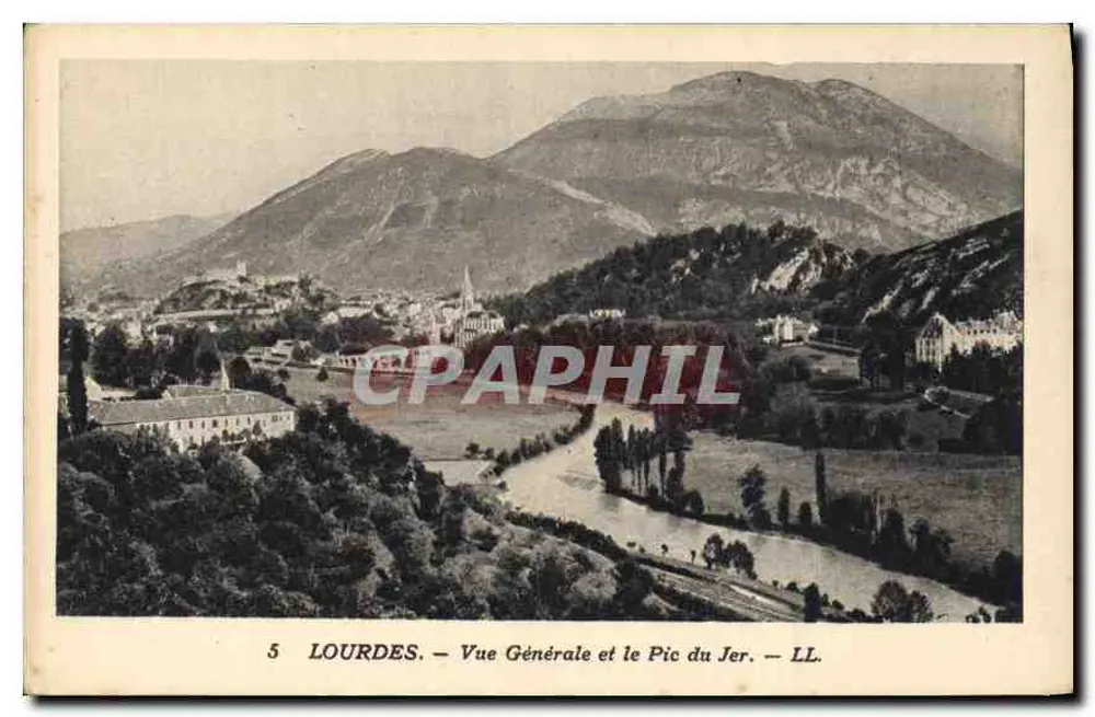 Lourdes — Vista Geral e o Pic du Jer — LL. — Edição LL. - Frente