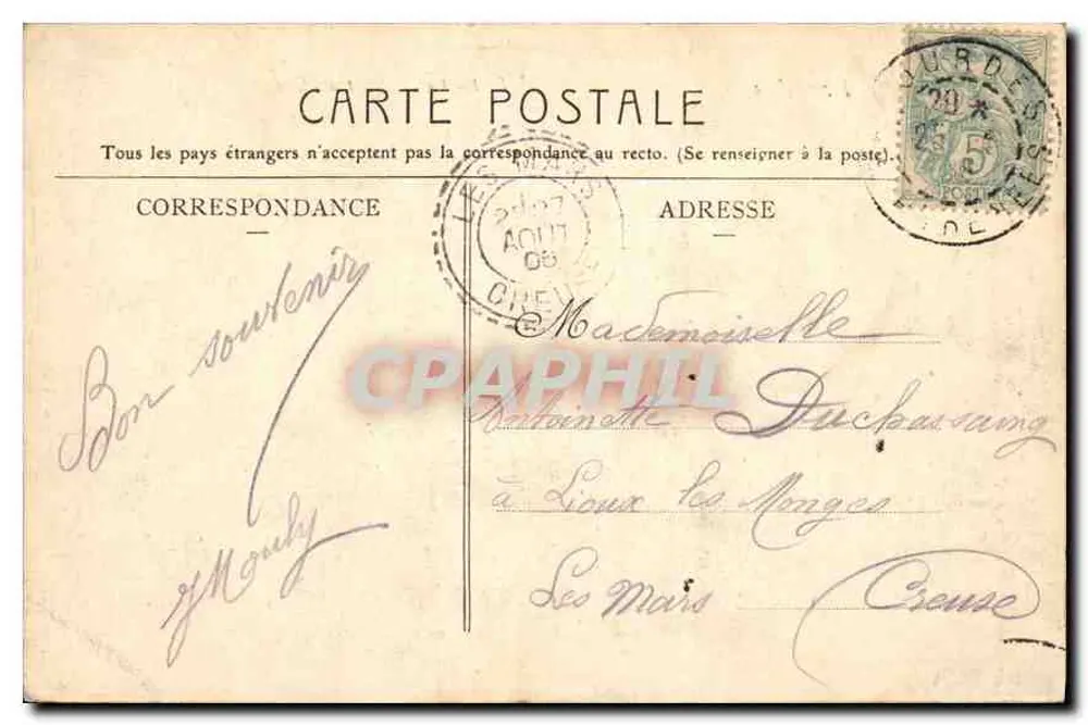 Lourdes — Das Fort und die Brücke über den Gave — unbekannter Verlag, Nr. 7245 - Rückseite