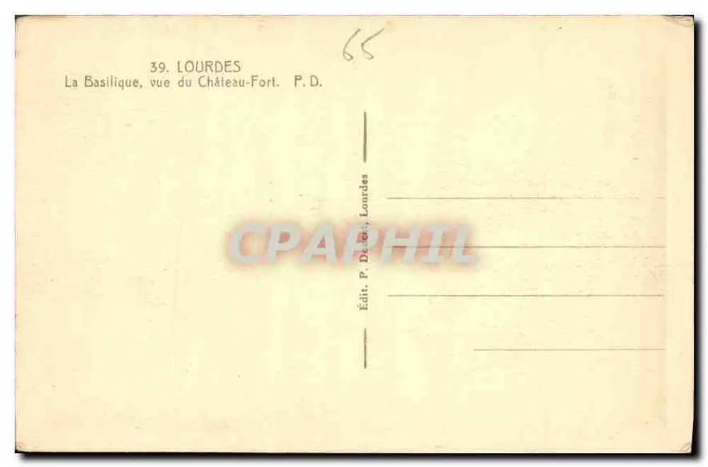 Lourdes — Die Basilika vom Château-Fort aus gesehen — P. Deléry, Lourdes - Rückseite