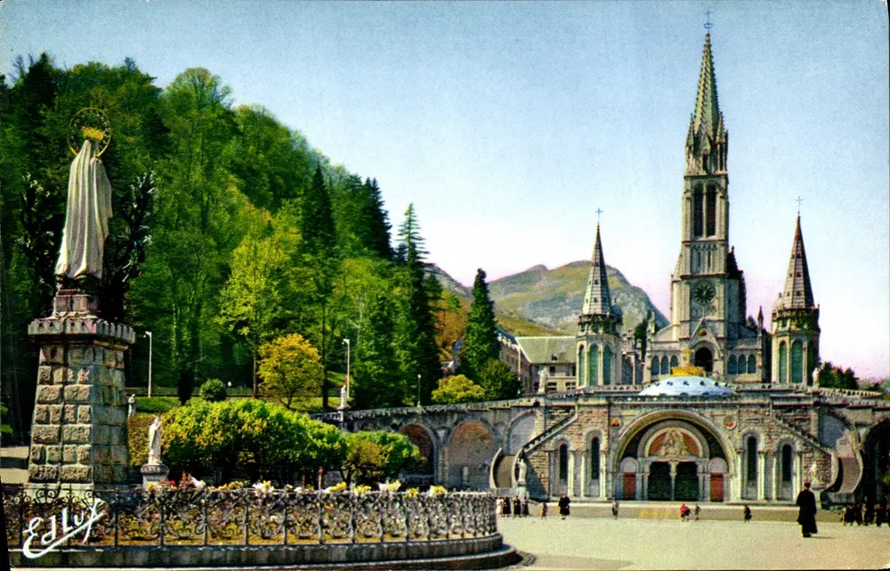 Lourdes — Die Basilika und die Gekrönte Jungfrau — Ausgabe P. Donet, Lourdes - Vorderseite