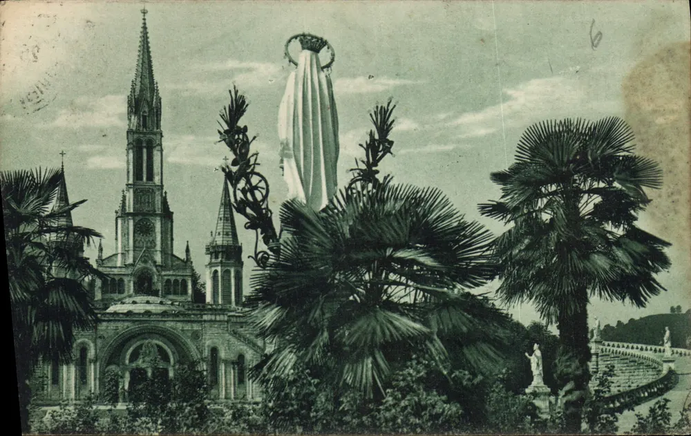 Lourdes (Hautes-Pyrénées) — Die gekrönte Jungfrau und die Basilika — Phototypie Marcel Dalbag - Vorderseite