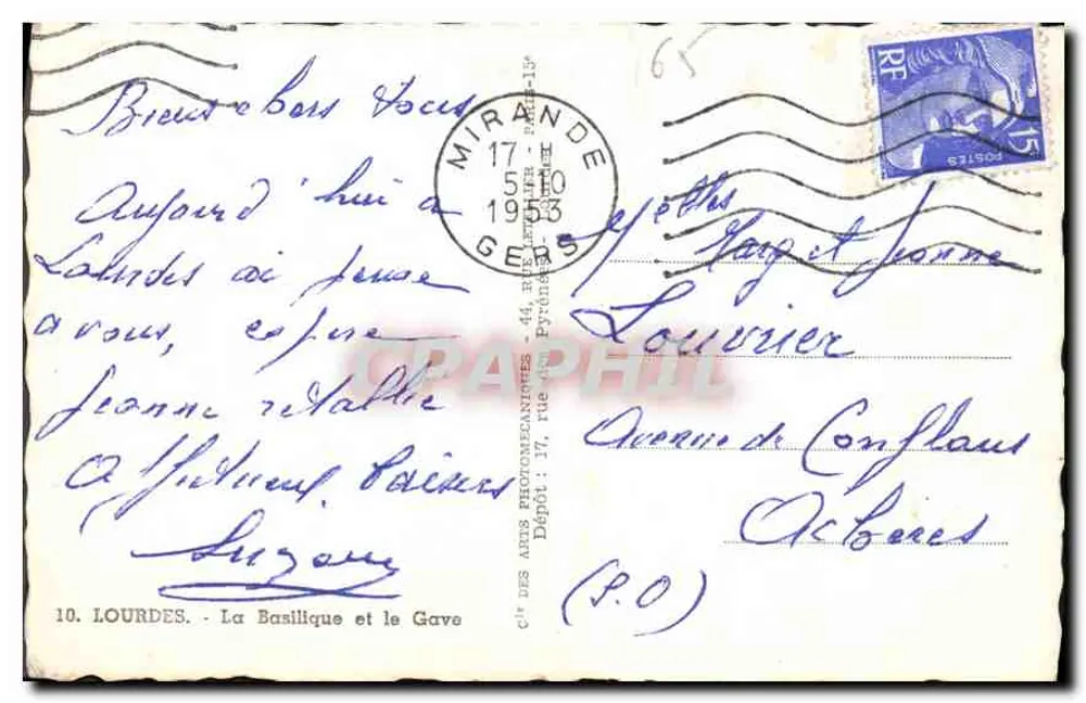 Lourdes — A Basílica e o Gave — Cap - Verso