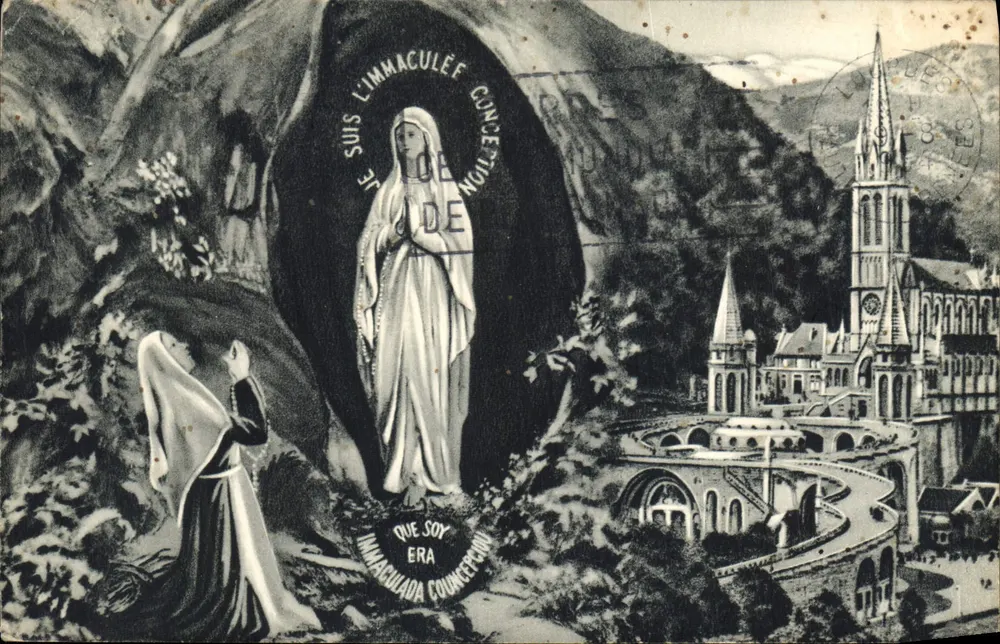 Lourdes — Aparecimento da Virgem Imaculada — Editor P. Douet, n°108 - Frente