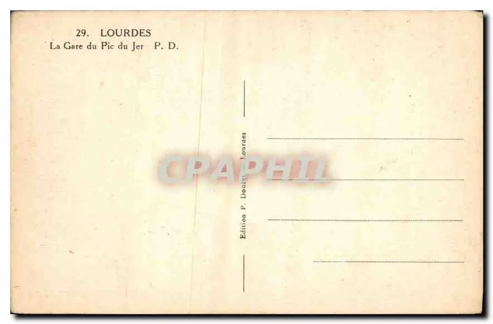 Pic du Jer — Estação do Pic du Jer — Édition P. Douces - Verso