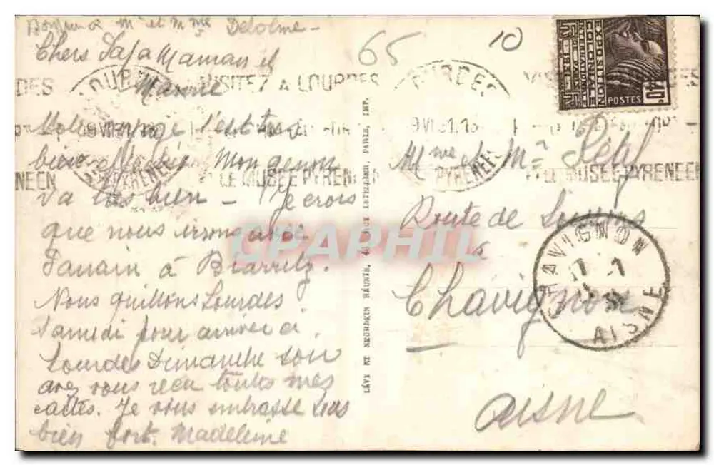 Lourdes — Das FestungsSchloss und die Gave — LL, n°82 - Rückseite