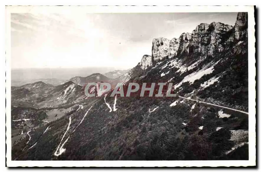 Léoncel (Drôme) — Col de Tournial (alt. 1145 m.) — Vista dos Curvas — editor Léoncel - Frente