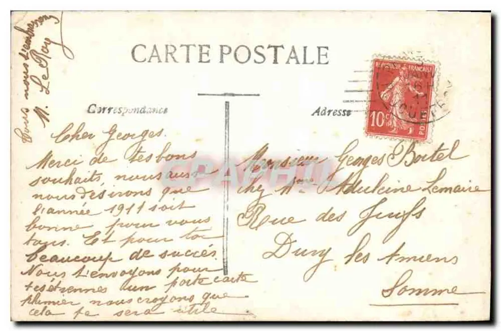 Frau in einem rosa Kleid — Frohe Neujahr — Verlag L. DARTY, Nr. 2151 - Rückseite