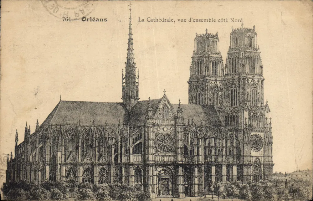 Orléans — Die Kathedrale, Überblick von der Nordseite — unbekannter Verleger, Nr. 764 - Vorderseite