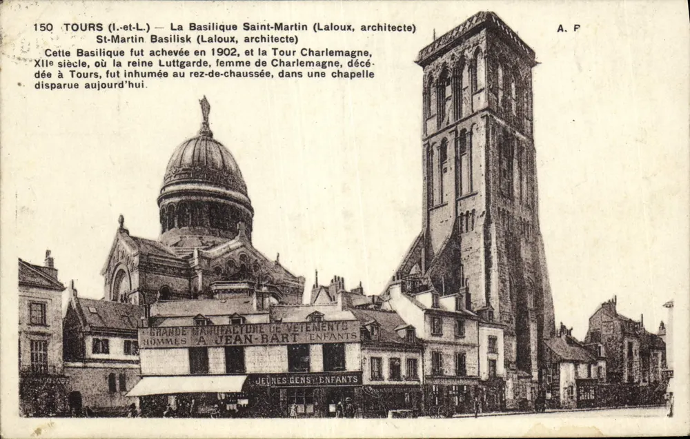 Tours (Loire-et-Loire) — Ansicht der Basilika Saint-Martin und der Charlemagne-Turm — Verlag A.P. - Vorderseite