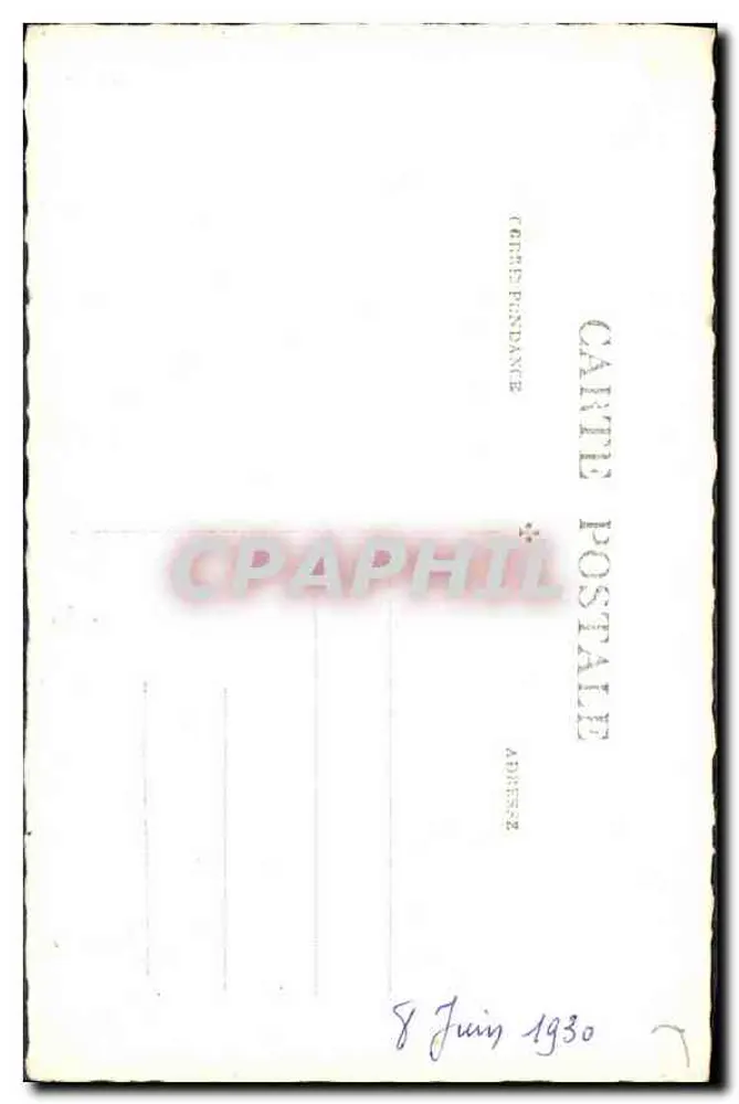 Mulher sentada entre flores — jardim — Carte postale datée 8 juin 1930 - Verso