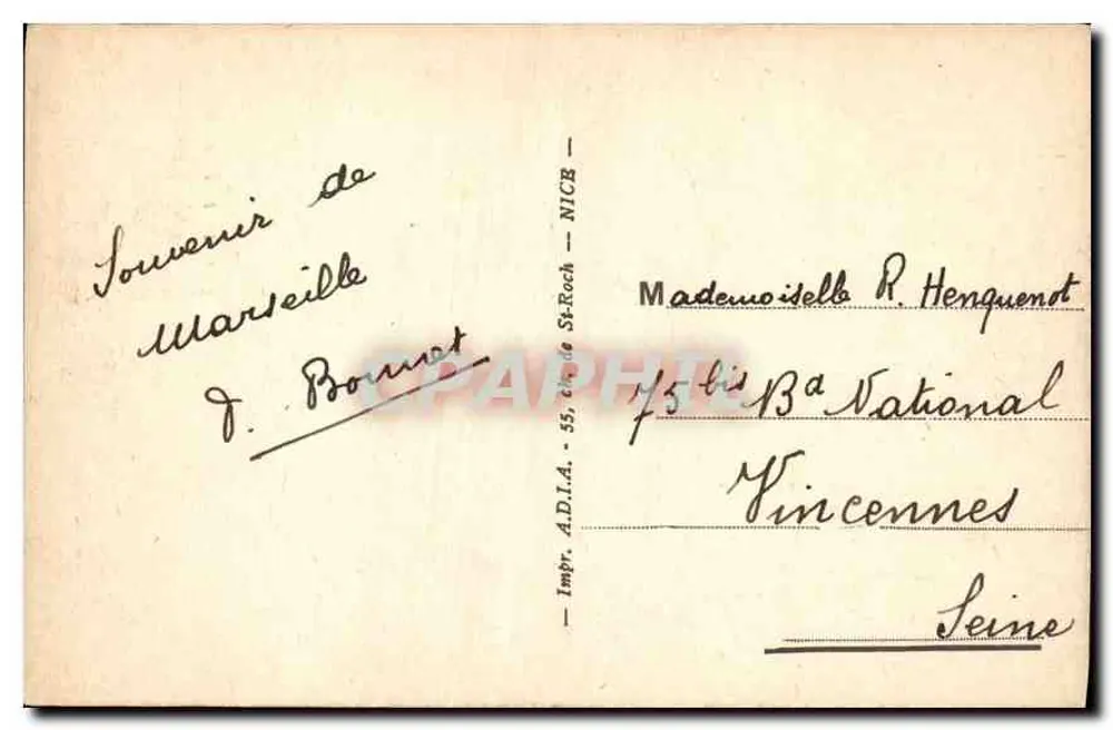 Marseille — Die Kathedrale, der Port Saint-Jean, der Pont transbordeur — Druckerei D. Bonnat, Marseille - Rückseite